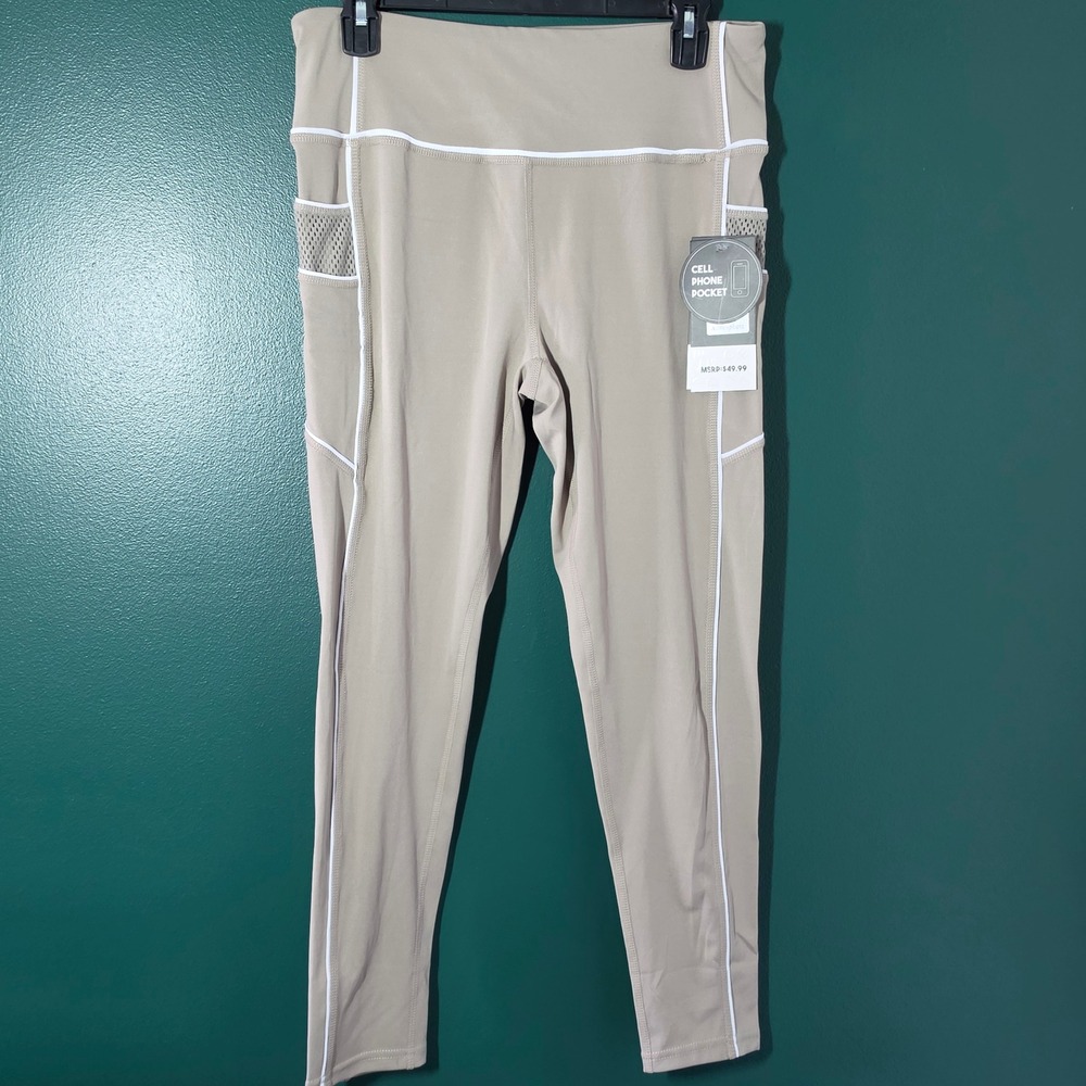 Dyce Active Womens Atmosphere Beige Mesh Pocket Leggings D3371 XL NEW